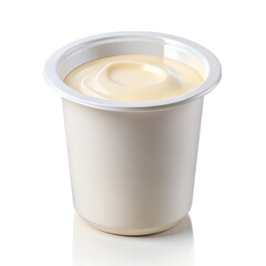 Smooth Yogurt Cup Packaging With Blank Label Isolated On Transparent Background