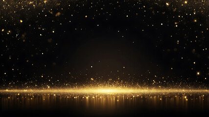 Golden Light Sparkle Background with Glowing Particles and Bokeh Effects for Design – AI