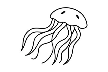 Simple line drawing of a jellyfish ocean animal