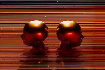 Metal humanoids with advanced AI in tech art