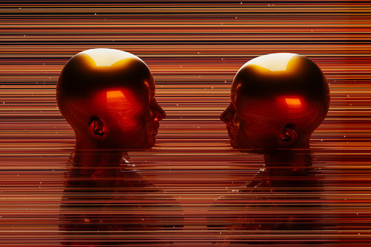 Metal humanoids with advanced AI in tech art