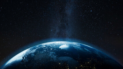 Views of Earth against the backdrop of stars from space