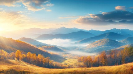 Obraz premium Majestic Autumn Sunrise in the Mountains