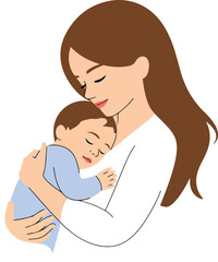 mother and baby tender moment pink background