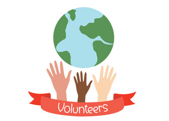 Volunteer Support Around the World Illustration
