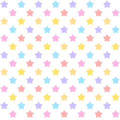 Seamless pattern with pastel stars on white background.Kids, baby or childish fabric.Surface design for textile.Decoration ornament.Repeat tile.Wrapping paper.Graphic design.Vector illustration.