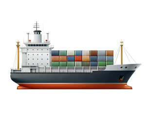 cargo ship with container ship isolated on white background.PNG Transparent file type with high definition picture quality available.