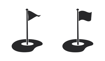 Golf course flags icons isolated transparent background