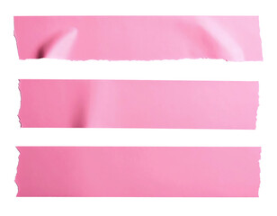 Obraz premium pink paper tape adhesive with ripped edge for clipping isolated on white or transparent png