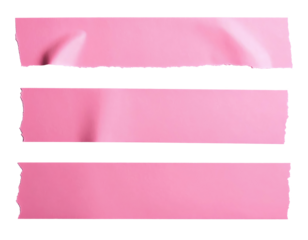 pink paper tape adhesive with ripped edge for clipping isolated on white or transparent png