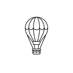 Obraz premium Monochrome Hot air balloon icon floating in sky. Concept adventure and freedom.