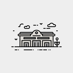 Naklejka premium Vector illustration of a train station with platforms and tracks. Concept public transportation hubs.
