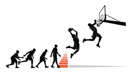 Basketball evolution silhouette, isolated, transparent background