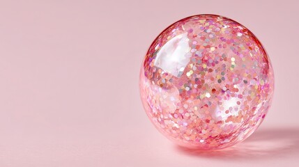 Pink Glitter Ball  Festive Ornament  Sparkling Sphere  Holiday Decoration