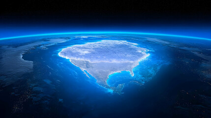 Night View of North America from Space Showing City Lights