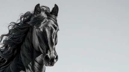 Majestic Black Stallion Portrait  Elegant Horse  Equine Photography  Dark Horse  Animal Ar