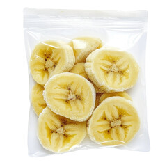 Frozen Banana Slices In Resealable Pouch  isolated on a transparent background