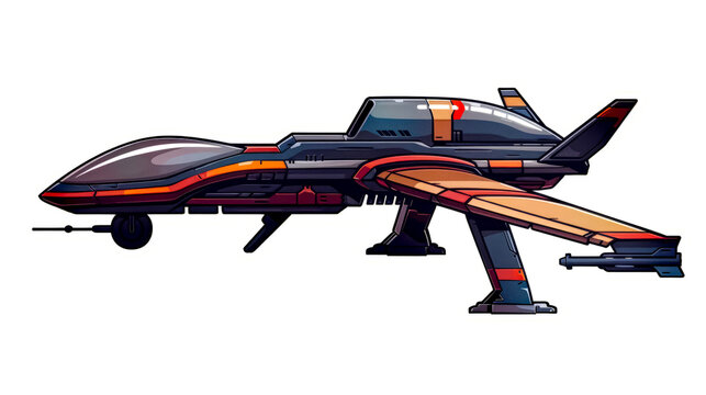 Drawing of space ship with wooden plank on the bottom of it.