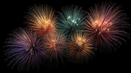 Colorful fireworks display lighting up the night sky