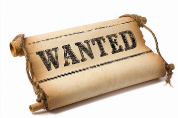 Wanted poster on aged parchment with rustic twine accents