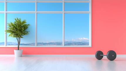 Naklejka premium Modern Home Gym Interior with Dumbbell