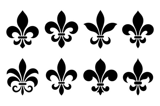 Fleur de lis vector graphic design elements set