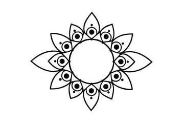 Simple Floral Mandala Design Black and White
