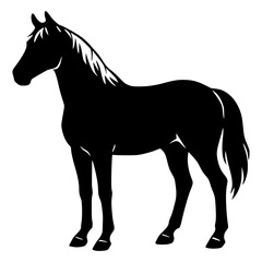 Obraz premium Black Horse Vector Silhouette - Equine Illustration of Wild Ranch Animal for Horse Lovers and Equestrian Sports