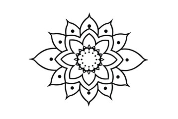 Simple black and white floral mandala design