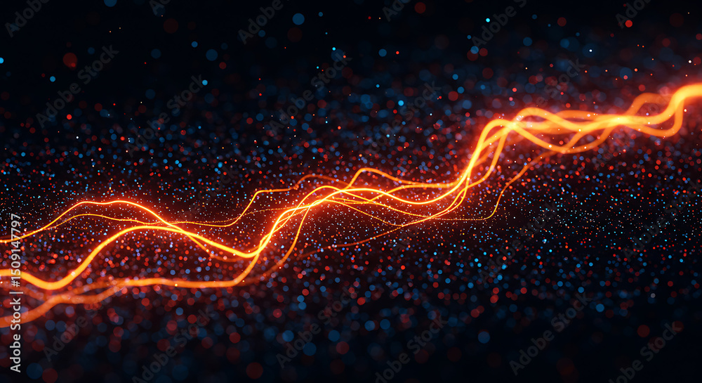 Poster dynamic glowing energy line abstract digital background for technology and data concepts