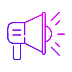Gradient line art of a megaphone symbol of communication and announcement