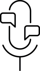 Microphone and Speech Bubble Outline Linear Sign for Graphic and Web Design, Apps, Adverts, Various Cards