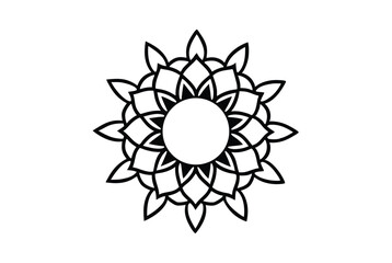 Simple Black and White Floral Mandala