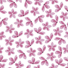Floral seamless pattern. Flowery surface design of stylized pink flowers