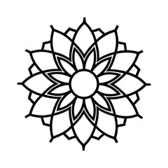 Obraz premium Geometric Floral Mandala Black and White Design