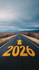 Highway to the Future – 2026 Vision and Forward Journey Concept under Dramatic Sky