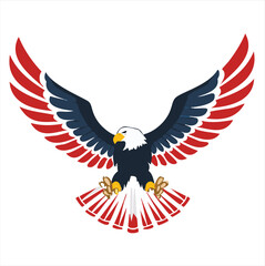 American bald eagle soaring with patriotism wings