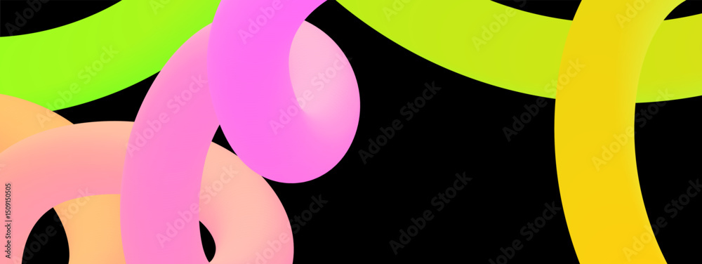 Poster set of vector graphic elements. abstract shapes with smooth wavy lines, bright colors and gradient t