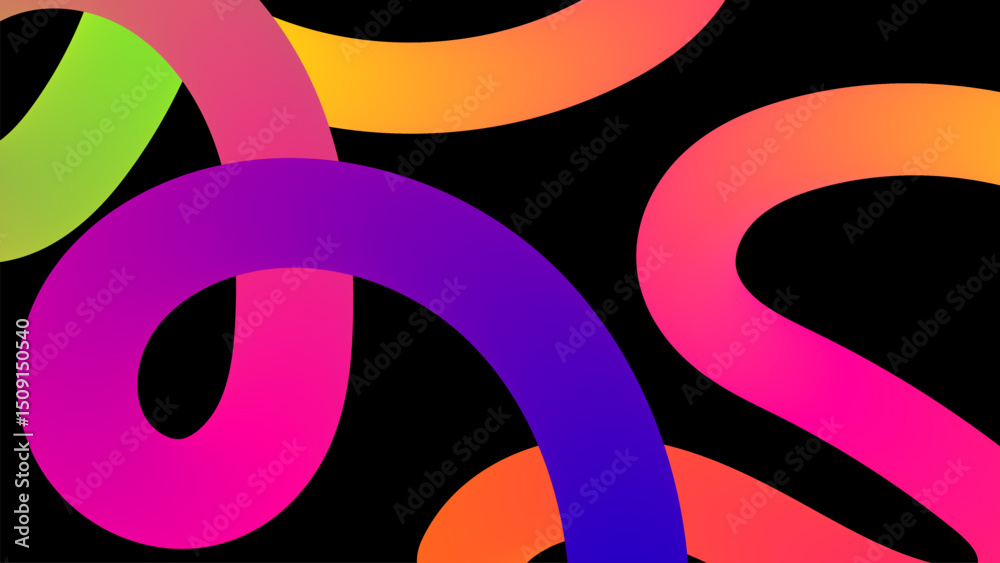 Poster set of vector graphic elements. abstract shapes with smooth wavy lines, bright colors and gradient t