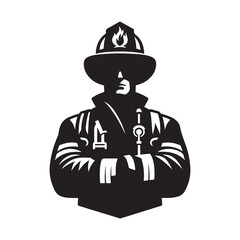 firefighter vector silhouette clip art logo design illustration