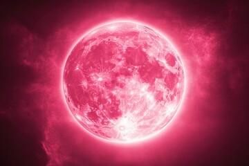 Sun Eclipse with Pink and blue Fire on bright Background, elegant. Moon Design with Glowing Light.