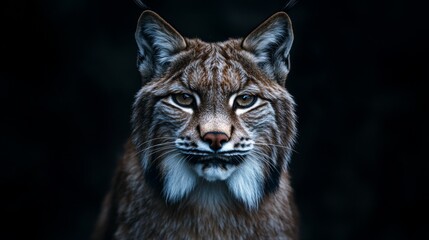 Obraz premium Lynx with sharp eyes observing in the wild closeup photography natural habitat focused perspective