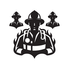 firefighter vector silhouette clip art logo design illustration
