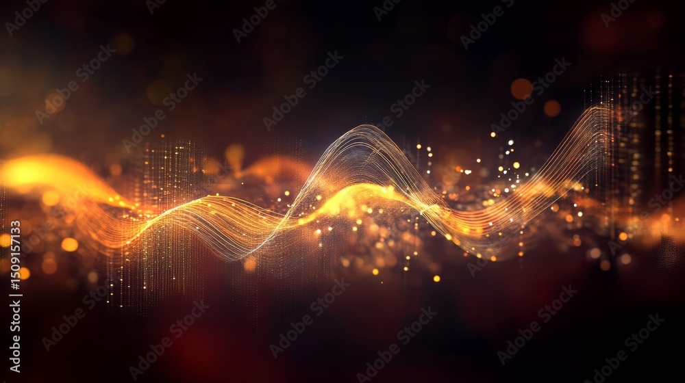 Poster creating dynamic light patterns in conceptual finance design for innovative business environments