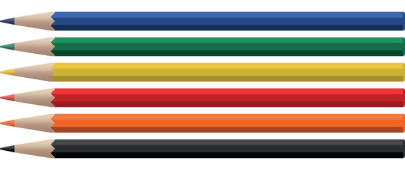 Realistic colored pencils set vector mockup isolated on white background