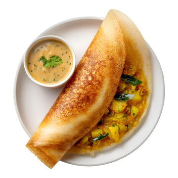 Delicious Masala Dosa South Indian Cuisine savory crepe potato filling sambar