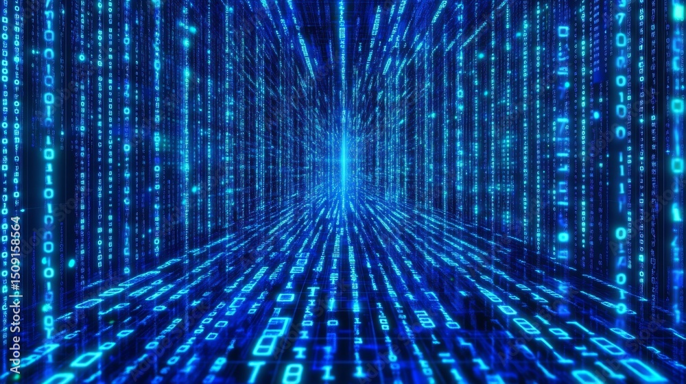 Poster exploring the enigmatic cyberspace digital universe data streams virtual environment immersive exper