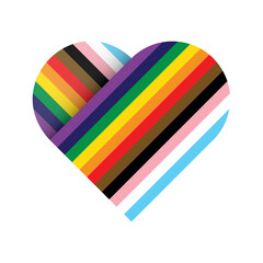 Fototapeta na wymiar LGBTQ Pride Flag Heart. Heart Shape with LGBT Pride Flag Stripes. Rainbow Love Heart Vector Illustration for Pride Month