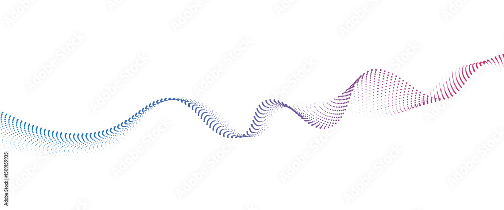 Poster Flowing Dot Wave halftone gradient pattern on transparent background.
