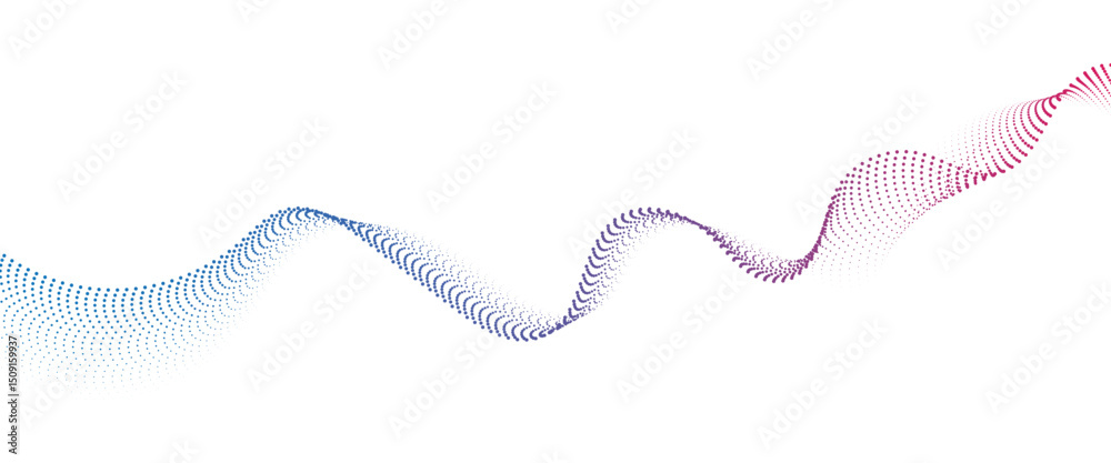 Poster Flowing Dot Wave halftone gradient pattern on transparent background.
